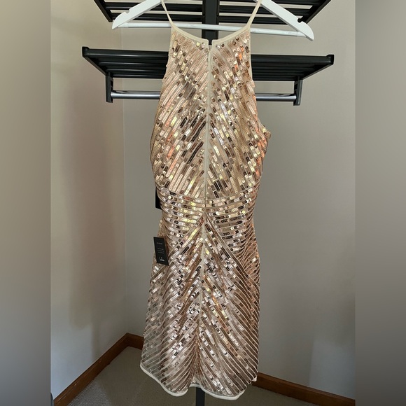 Lulu's Gold Sequin Geometric Pattern Dress - Picture 5 of 5
